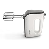 Philips Amasadora - 450W, 5 Velocidades + Turbo, Doble Varilla Redonda, Amasador, Gris (HR3740/00)