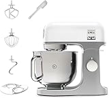 Kenwood kMix KMX750WH - Robot de Cocina Multifunción, 1000 W, Bol Metálico de 5 L con Asa, Gancho para Amasar, Varillas, Mezclado K, Acero Inoxidable, 6 Velocidades, Color Blanco