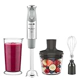 Moulinex QuickChef, Batidora de Mano 1000 W, Regulador de 10 Velocidad Turbo, 3 Accesorios para Picar y Montar y Vaso Medidor, Cúpula Antisalpicaduras, Acero Inoxidable, DD655D